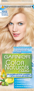 Garnier Стойкая крем-краска для волос "Color Naturals", сияющий блонд без желтизны, оттенок 1002, Жемчужный Ультраблонд, 148 г - 1