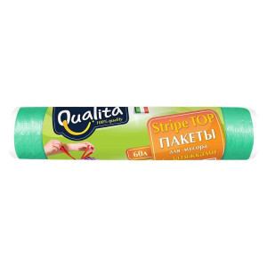 QUALITA Пакеты для мусора Strong 60л 10шт с затяжками