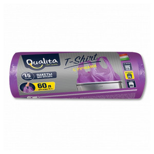 Пакеты для мусора qualita 60л 15шт с ручками