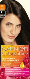 Garnier Краска-уход для волос "Color&Shine" без аммиака, оттенок 2.0, Черное дерево - 1