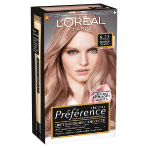 L'Oreal Paris Стойкая краска для волос "Preference", оттенок 8.23, Розовое Золото - 1
