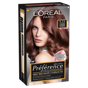 L'Oreal Paris Стойкая краска для волос "Preference", оттенок 5.23, Темное Розовое Золото - 1