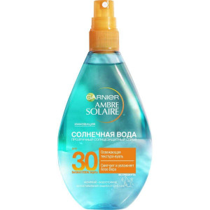 Солнцезащитный спрей Garnier Ambre Solaire Солнечная вода", освежающий, с алоэ вера, SPF 30 200 мл