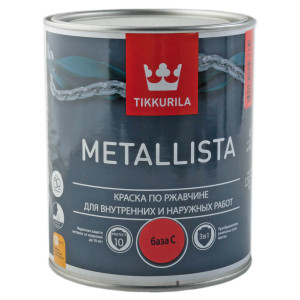Краска Tikkurila Metallista по ржавчине база С для металлических поверхностей внутри и снаружи помещений 0.9 л