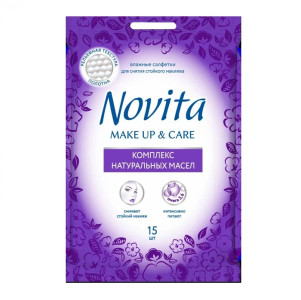 Салфетки влажные Novita Make Up чистки кожи лица 15 шт