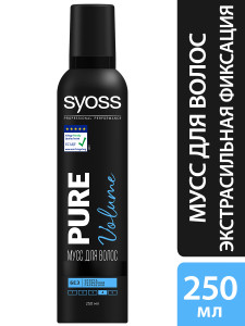 Мусс для укладки волос СЬĔСС Pure Volume Воздушный объём, не перегружает волосы, экстрасильная фиксация 4, 250 мл - 1