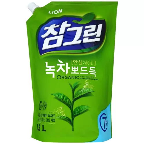 Средство для мытья посуды Lion Korea Chamgreen Зеленый чай рефил с носиком 1.2 кг – 1