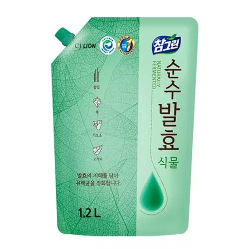 Средство для мытья посуды Lion Korea Chamgreen Pure Fermentation Растительные ферменты рефил с носиком 1.2 л – 1