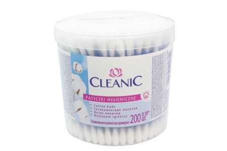 Ватные палочки Cleanic круглый стакан 200 шт