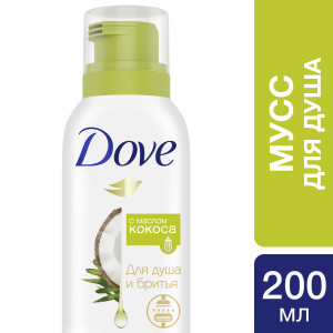 Dove бессульфатный мусс для душа с маслом кокоса 200 мл - 1