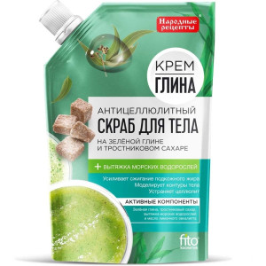 Скраб для тела Крем-глина Народные Рецепты антицеллюлитный дойпак 120 мл
