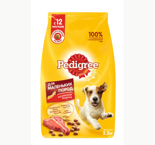 Корм для собак Pedigree сухой для взрослых собак мелких пород с говядиной 2.2 кг