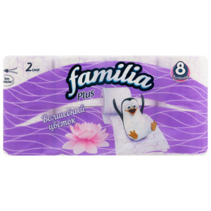 Туалетная бумага Familia Волшебный цветок 2-х слойная белая 8 рулонов