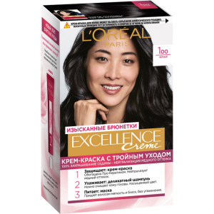 Краска для волос L`Oreal Paris Excellence крем оттенок 1.00, Черный - 1