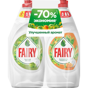 ПРОМО FAIRY Зел.яблоко 650мл+Апельсин/лимонн 650мл
