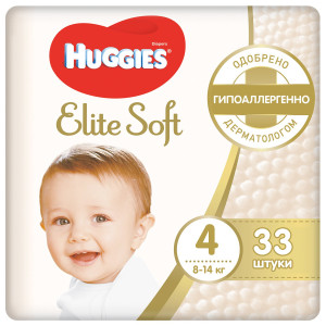 Подгузники Huggies Elite Soft 4 8-14 кг 33 шт