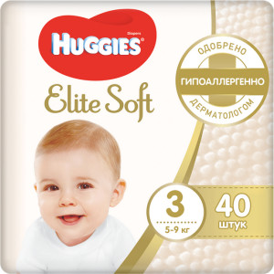 Подгузники Huggies Elite Soft 3, 5-9 кг 40 шт