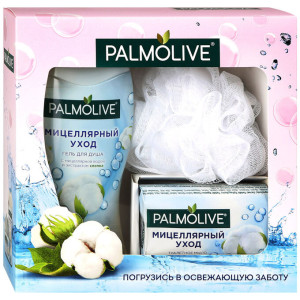 Подарочный набор Palmolive Micellar Care  гель для душа, мыло, мочалка 250мл 90г