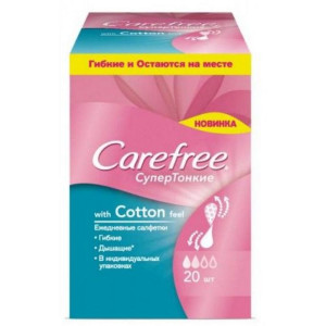 Прокладки ежедневные Carefree FlexiComfort cotton 20 шт