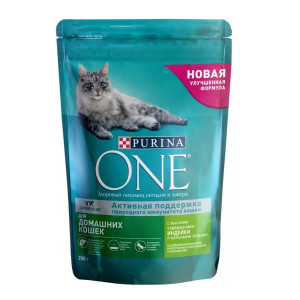 Корм для кошек ONE с индейкой и цельными злаками 200 гр