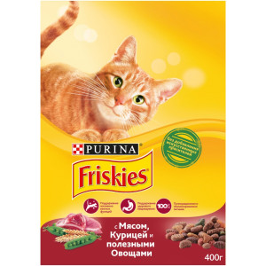 Корм для кошек Purina  Friskies С мясом курицей и полезными овощами 400 гр