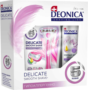 Подарочный набор Deonica мусс для душа Silk Touch и станок для бритья