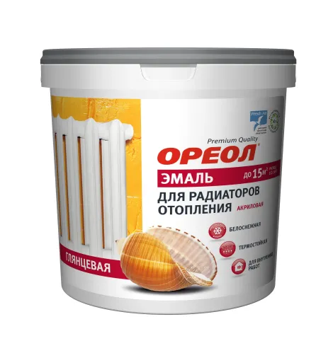Эмаль Ореол для радиаторов отопления акриловая глянцевая белая 0.8 кг – 1