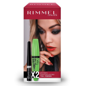 RIMMEL Набор: Тушь SC Lycra+подводка Glam'eyes 001