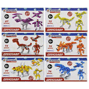 ИГРОЛЕНД Конструктор пластик, 67-77 дет., 6+, 6 дизайнов, 10х15х5см