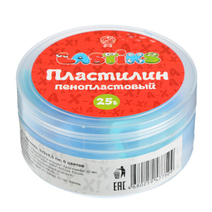 Пенопластовый пластилин 25г полимер, 9х9х4,5см 6цв