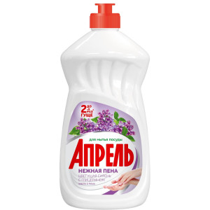 Жид.моющ. ср. Нежная пена Апрель д/посуды 450 г Цветущая сирень с глицерином