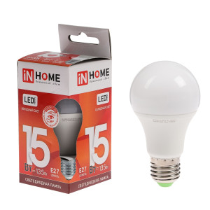 Лампа светодиодная LED-A60-VC 15Вт 230В Е27 6500К 1350Лм IN HOME