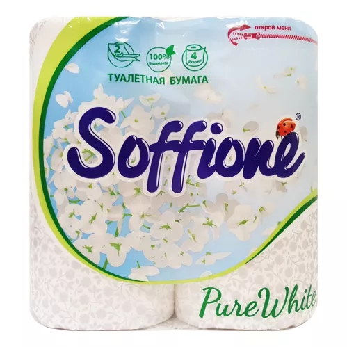 Туалетная бумага Soffione Pure White 2-х слойная 4 рулона – 1