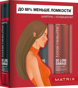 Подарочный набор Matrix Total Results So Long Damage шампунь и кондиционер для восстановления волос 300 мл и 300 мл