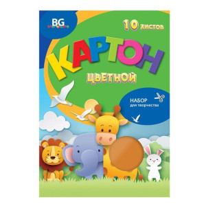 CB КЦм4п10 7689 Н-р цв картона Весёлые зверята 10л