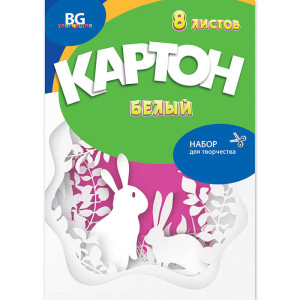 CB КБм4п8 7687 Белый картон "Белые кролики" A4/8л
