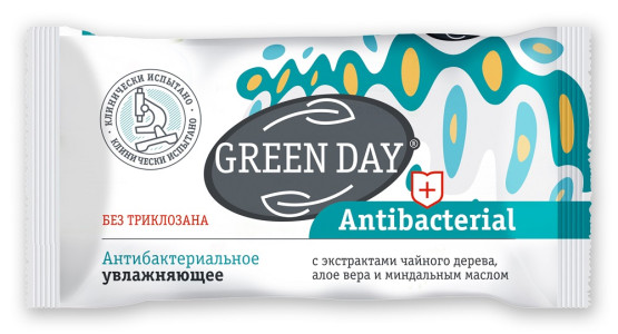 Мыло туалетное Green Day Увлажняющее антибактериальное с экстрактом алоэ,чайного дерева ,миндального масло 90 гр