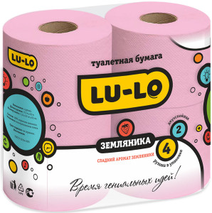 Туалетная бумага Lu Lo 2-х слойная Земляника 4 рулона