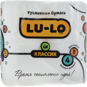 Туалетная бумага Lu Lo Классик 2-х слойная 4 рулона