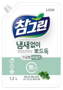 Средство для мытья посуды Lion Korea Chamgreen Свежий шпинат рефил с носиком 1.2 л