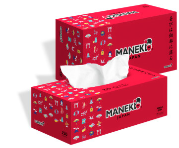 Салфетки бумажные Maneki Kabi Red белые 2-х слойные 250 шт