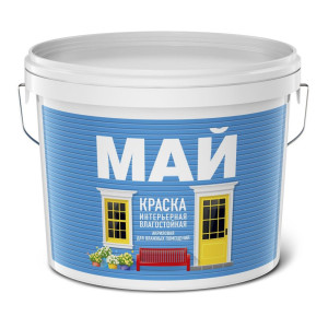 Краска МАЙ интерьерная влагостойкая белая 45кг ведро