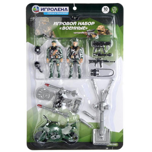 ИГРОЛЕНД Набор игровой Пожарные/Военные, пластик, 10пр., 27,5х43х3см
