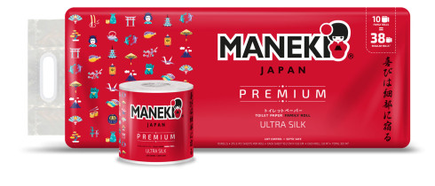 Туалетная бумага Maneki Kabi Red белая 3-х слойная 214 л 30 м 1 шт