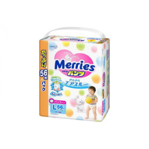 Подгузники-трусики Merries L 9-14 кг 56 шт