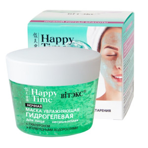 Маска для лица Витэкс Happy Time Увлажняющая гидрогелевая с гиалуроновой кислотой и изумрудными водорослями для лица, ночная 90 мл
