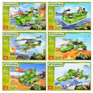 ИГРОЛЕНД Конструктор "Армия. Военная техника", пластик, 81-88дет., 15х10х5см, 6 дизайнов