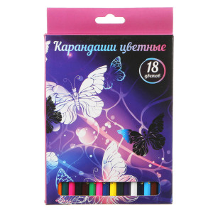 Карандаши цветные Гловинг 18 цветов