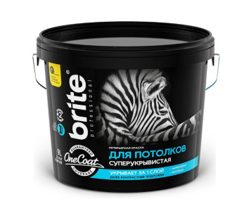 Краска Brite One Coat для потолков высокоукрывистая база А 2.7 л