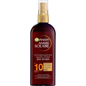 Солнцезащитное масло Garnier Ambre Solaire для загара водостойкое, с маслом карите, масло-спрей SPF 10 150 мл